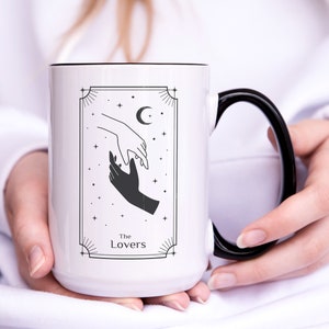 Les amants Carte de Tarot Cadeau Mug Moon Rêves Étoilé Magie Céleste Astrologie Magie Esthétique Sorcière Boho Lunaire Mug Astrologie Cadeau Mystique