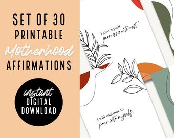 Motherhood Affirmation Cards Printable, Affirmations Printable, Motherhood Mama Printable Quotes - Personal and Commercial Use, Digital File