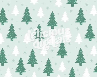Christmas Trees Emerald Green Seamless File, Seamless Pattern, Digital Paper JPG, Cute Trendy Christmas - Commercial Use, Digital File