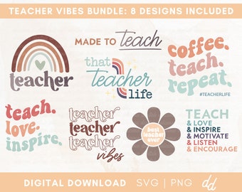 Teacher Glass Can SVG Bundle - Teacher appreciation gift - Teacher retro shirt SVG PNG - Commercial Use, Digital File