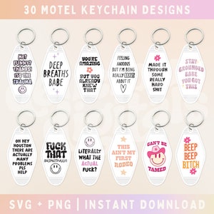 Motel Keychain SVG PNG Bundle, Motivational, Affirmations, Funny Sarcastic