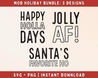 Happy Holla Days SVG, Modern Christmas svg, Trendy Christmas svg, Funny Christmas SVG, Christmas Bundle svg - Commercial Use, Digital File