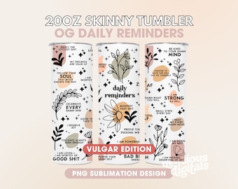 20oz smal tumbler wrap sublimeringsdesign boho vulgär dagliga påminnelser affirmationer motivation inspiration, självkärlek, positiva citat