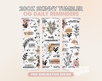 20oz smal tumbler wrap sublimeringsdesign boho dagliga påminnelser affirmationer motivation inspirerande, självkärlek, positiva citat