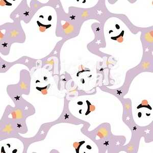 Ghosts Seamless File, Seamless Pattern, Digital Paper JPG, Cute Trendy Halloweeen - Commercial Use, Digital File