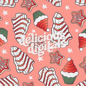 Christmas Treats Seamless File, Seamless Pattern, Digital Paper JPG, Cute Trendy Christmas - Commercial Use, Digital File