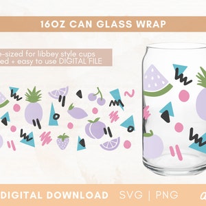 Summer Fruit Glass Can SVG - Fruit SVG - Summer cup svg - Commercial Use, Digital File