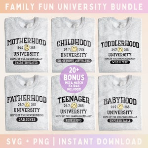 Family Matching Shirts Bundle, Motherhood Toddlerhood Childhood University - On my mom&#39;s last nerve - Commercial Use, Digital File