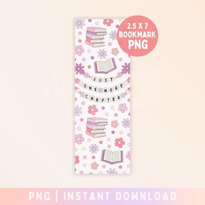 Just One More Chapter Bookmark, Booktrovert Bookmark Design, Cute Bookish Reading Creative Trendy PNG