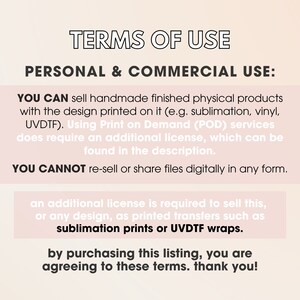 Peut inclure: Conditions d'utilisation pour un design num&eacute;rique. Vous pouvez vendre des produits physiques finis faits &agrave; la main avec le design imprim&eacute; dessus, mais l'utilisation de services d'impression &agrave; la demande n&eacute;cessite une licence suppl&eacute;mentaire. Vous ne pouvez pas revendre ou partager des fichiers num&eacute;riquement sous quelque forme que ce soit. En achetant cette liste, vous acceptez ces conditions.