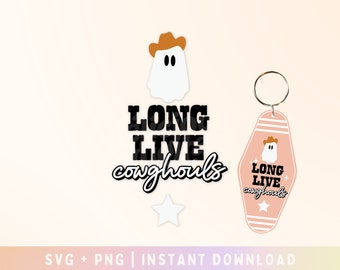 Long Live Cowghouls Motel Keychain SVG, Halloween Keychain, Spooky Cowgirl, Boo Haw, Long Live Cowgirls, Spooky Rodeo, Let's go ghouls
