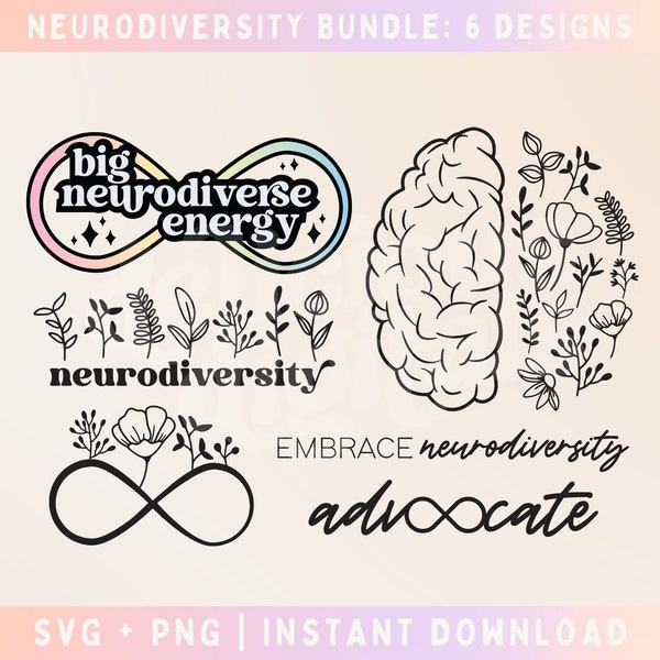 Neurodiversidad SVG Bundle Cut File, Abrazar neurodiversidad SVG, Autismo SVG, Adhd Svg - Uso comercial, Archivo digital
