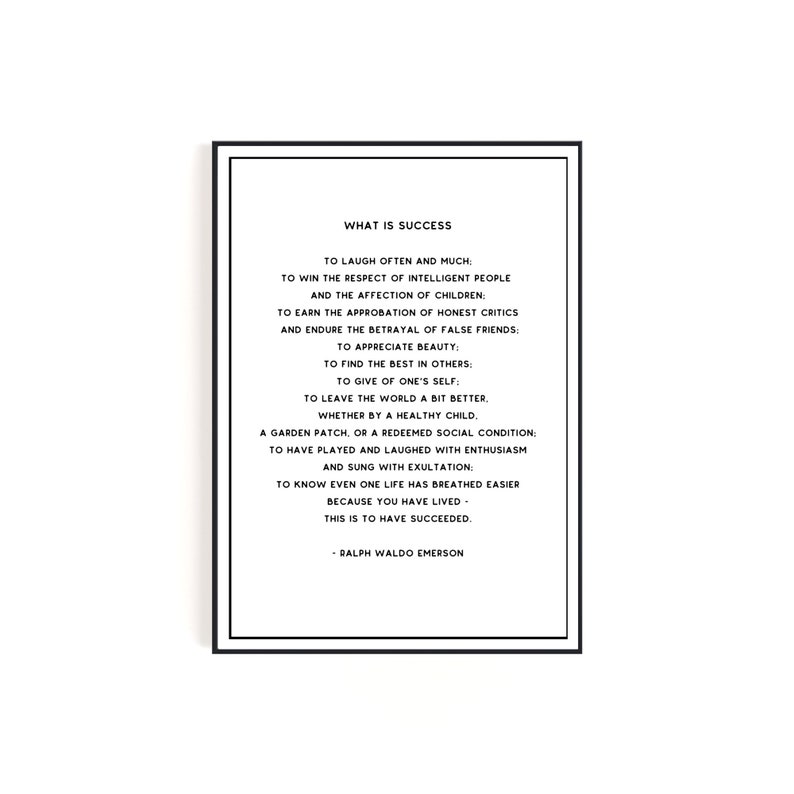 Ralph Waldo Emerson Success Poem Digital Download Wall Art Font Only - Etsy