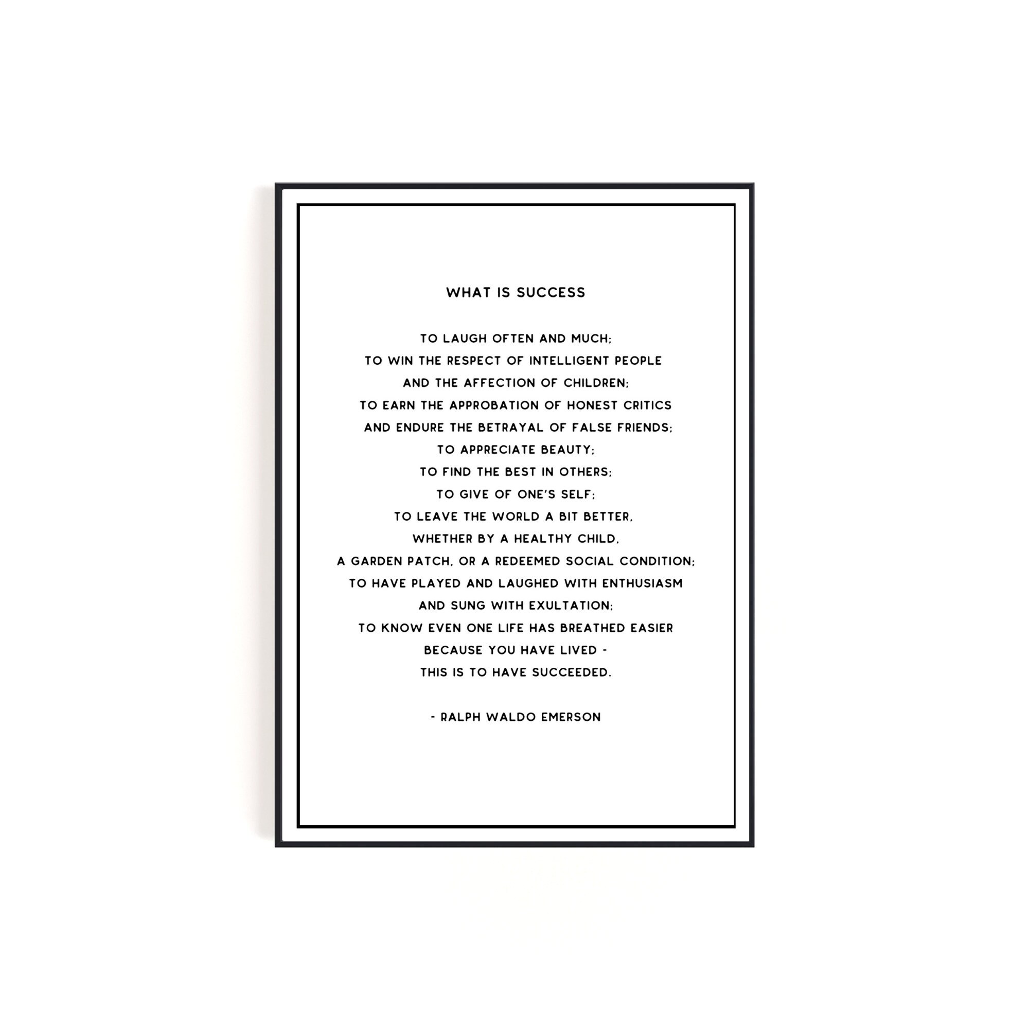 Ralph Waldo Emerson Success Poem Digital Download Wall Art Font Only - Etsy