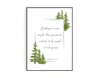 Emerson Quote Print | Watercolor Forest Wall Art (Digital Download)