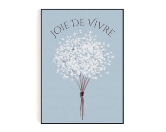 Joie de vivre afdrukbare kunst | Aquarel witte bloemboeket