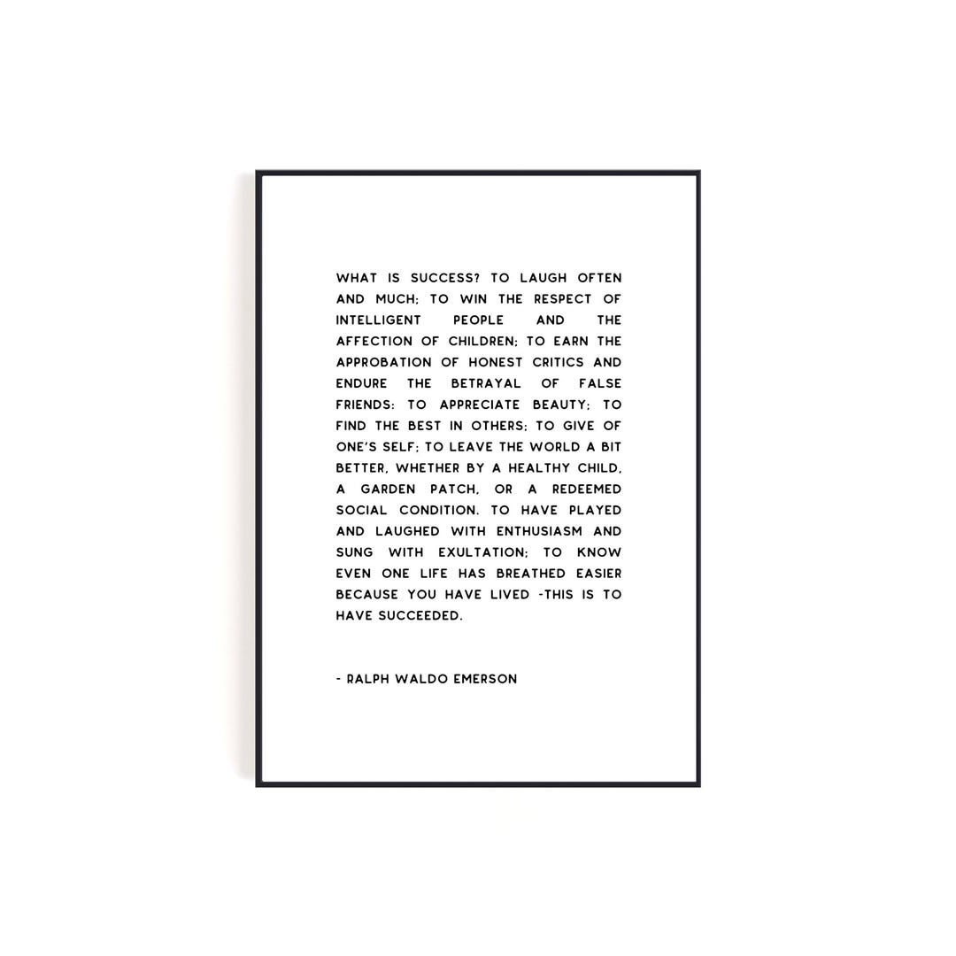 Ralph Waldo Emerson Success Poem Printable | Justified Text Poetry Wall ...