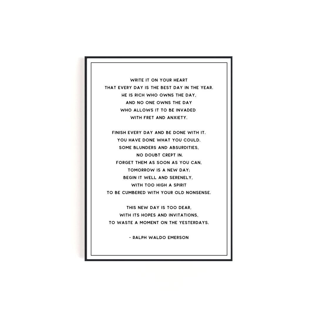 Ralph Waldo Emerson Quote Print | Minimalist Wall Art (digital Download ...
