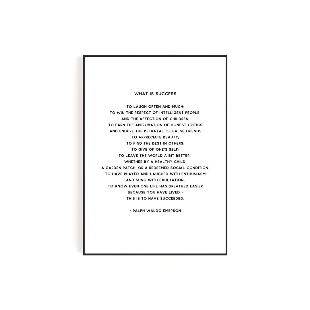 Ralph Waldo Emerson Success Poem | Digital Download Wall Art Font Only ...