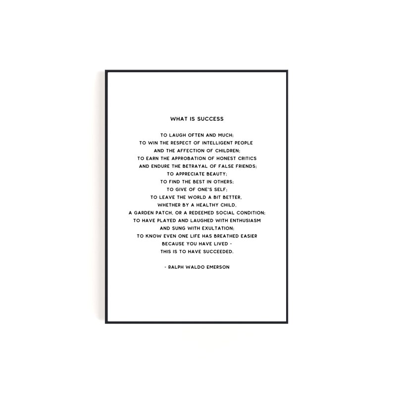 Ralph Waldo Emerson Success Poem | Digital Download Wall Art Font Only ...