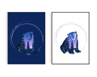Bear Silhouette at Dusk Art | Printable Art with Options