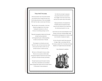 Haunted Houses Poem Print | Henry Wadsworth Longfellow, Halloween Decor (Digital Download)