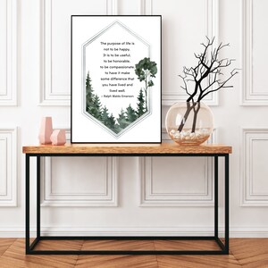 Ralph Waldo Emerson: het doel van het leven | Digitale download kunst aan de muur met aquarelbos afbeelding 5