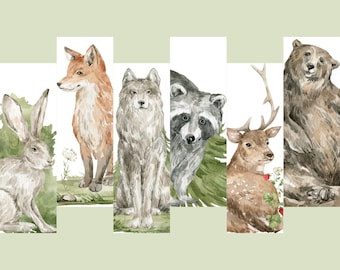 Aquarel bosdieren bladwijzers | Bosdierenset (pdf)