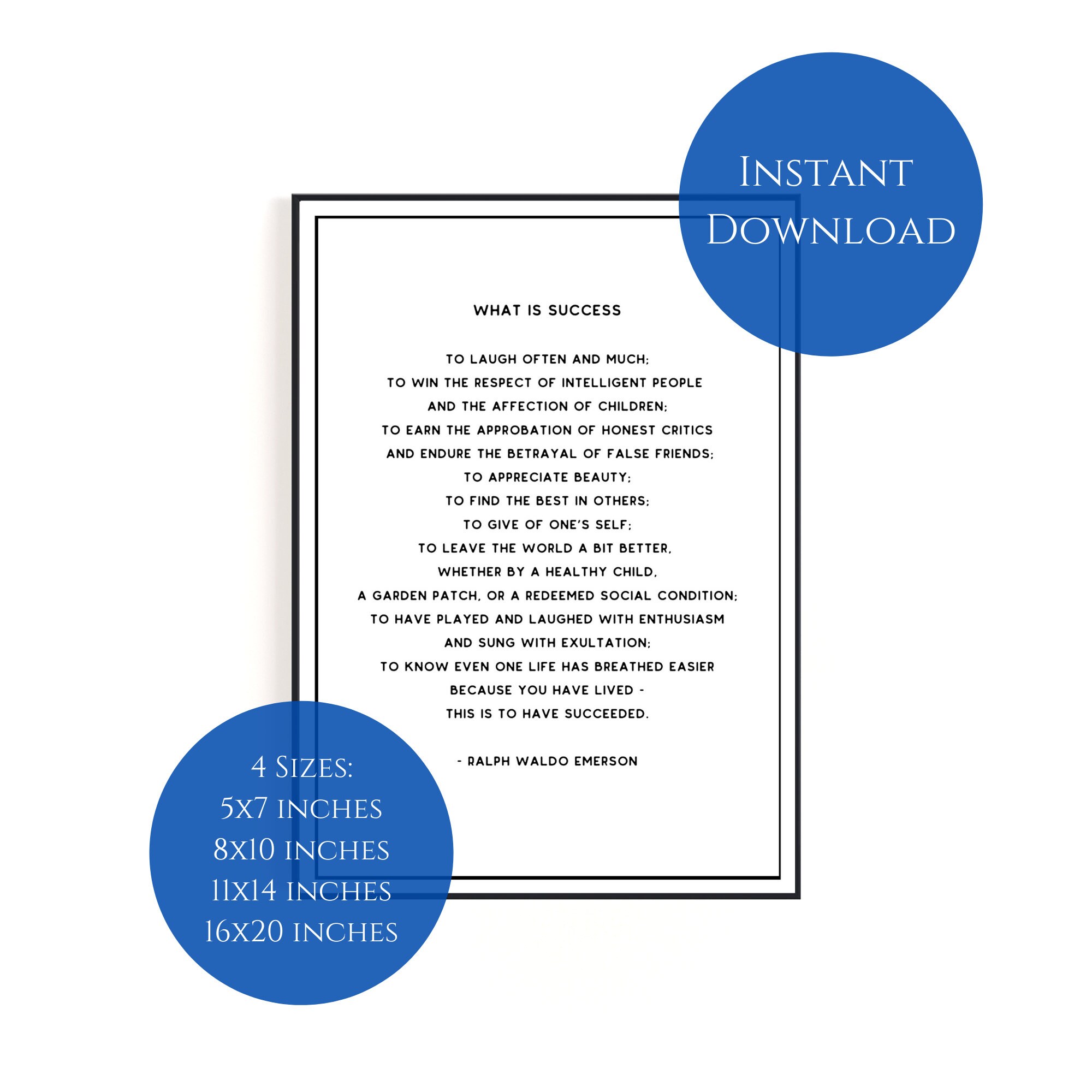 Ralph Waldo Emerson Success Poem Digital Download Wall Art Font Only - Etsy