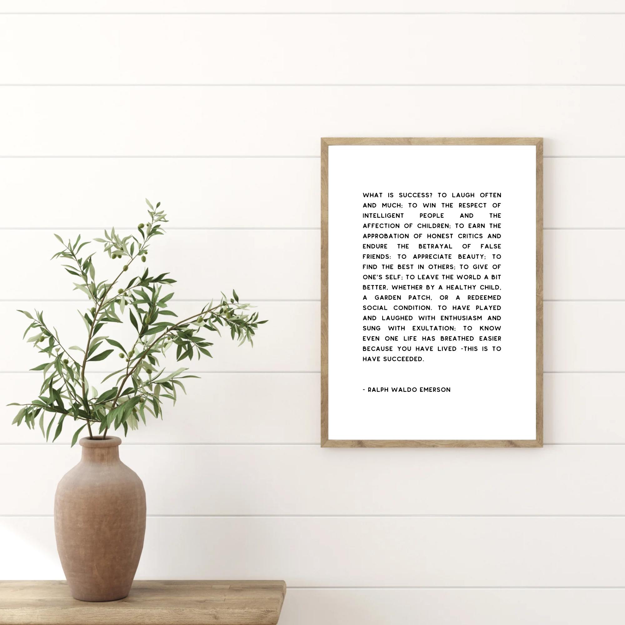 Ralph Waldo Emerson Success Poem Printable | Justified Text Poetry Wall ...