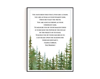 Kahlil Gibran Quote Print | Watercolor Forest Art (Digital Download)