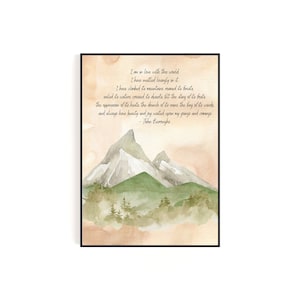 John Burroughs Nature Quote Printable | Watercolor Mountain Wall Art | Nature Poem Digital Download | Hiking Decor, Outdoor Quote Print
