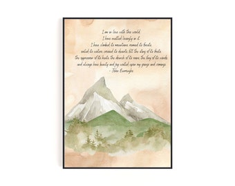 Watercolor Mountain Print | John Burroughs Nature Quote (Digital Download)