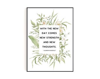 Eleanor Roosevelt Quote Print | Watercolor Floral Wall Art (Digital Download)