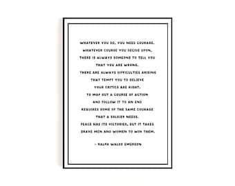 Ralph Waldo Emerson Inspirational Quote on Courage | Digital Download Wall Art Font Only