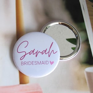 Pocket mirror bridesmaid gifts custom compact mirror wedding gift personalised mirror bride gift mirror, handheld mini round mirror 58mm