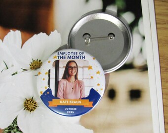 Personalised Employee of the Month badge appreciation gift employee pin coworker badge gift, work colleague gift best employee badge