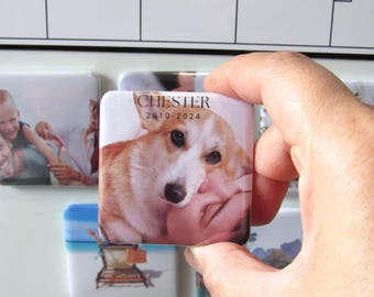 Custom Pet Photo Magnet gifts: personalized dog cat loss photo memorial keepsake