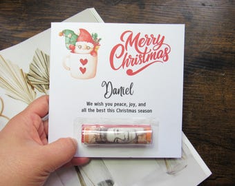 Personalised Christmas money holder card gift Merry Christmas cash money gift holder card, unique Christmas cash gift card custom message