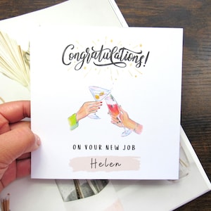 Personalised new job card gift congratulations card, congrats on new job coworker new job card leaving job card for new job custom message