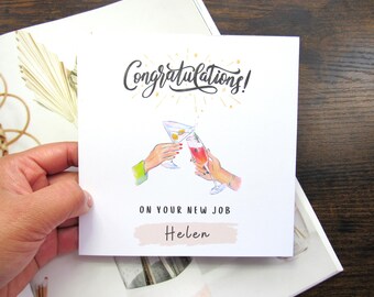 Personalised new job card gift congratulations card, congrats on new job coworker new job card leaving job card for new job custom message