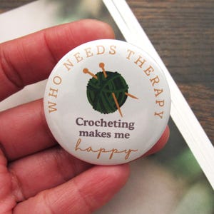 Crochet badge gift for crochet lover cute knitting lovers gift Crocheting makes me happy pin badge, Christmas gift for crochet lover