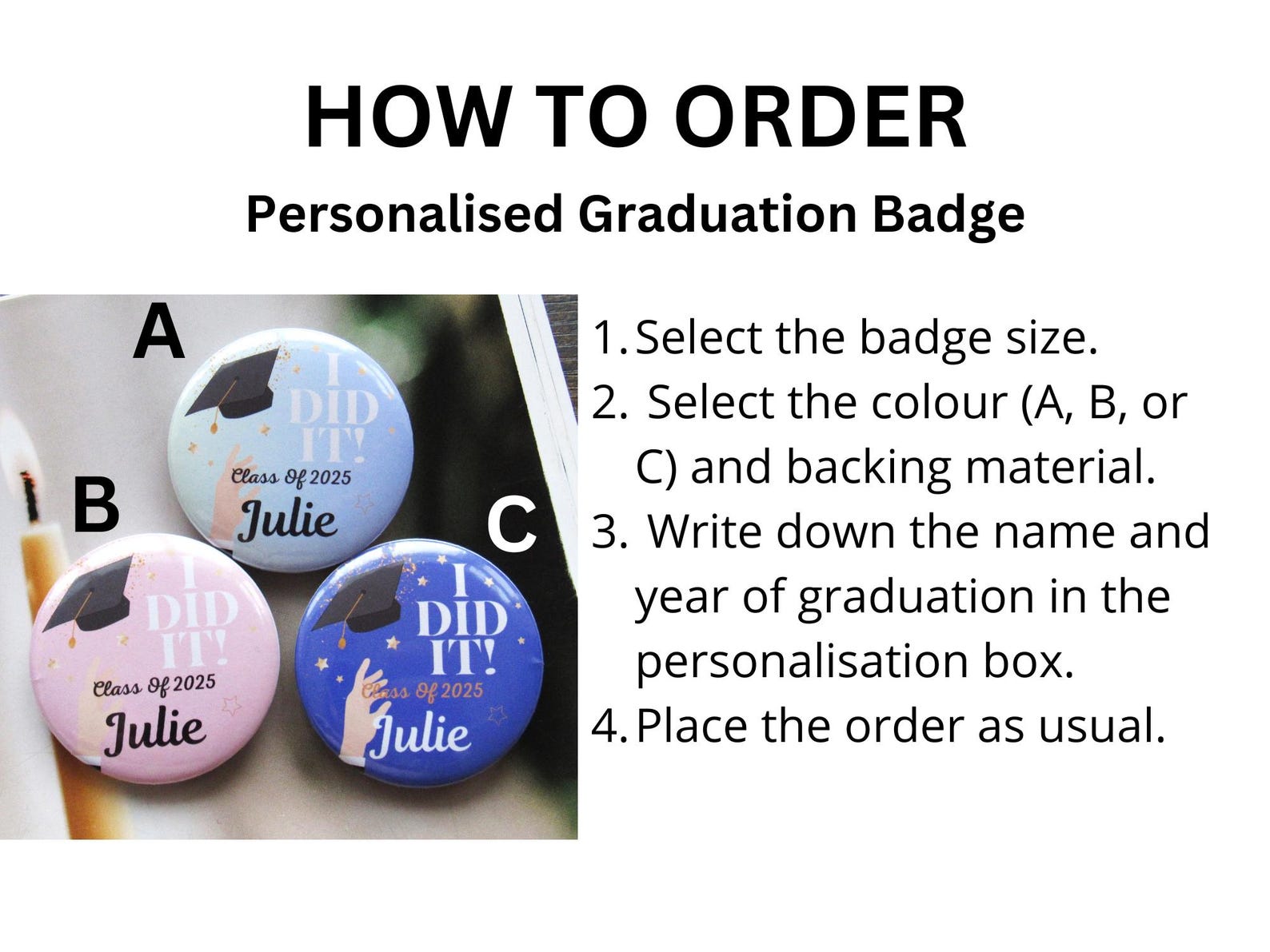 Personalised Graduation Badge Gifts Class of 2025 2026 Graduation Badge ...
