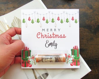 Personalised Christmas money holder card gift Merry Christmas cash money gift holder card, unique Christmas cash gift card