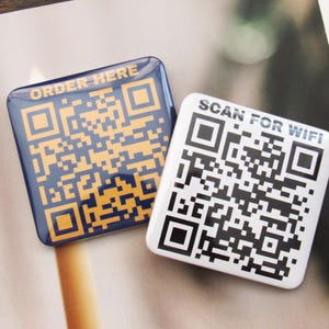 Custom QR Code magnets Scan for Wifi sign, business QR code for Restaurant Order here sign, hotels, fridge magnets airbnb wifi 50mm square