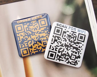 Custom QR Code magnets Scan for Wifi sign, business QR code for Restaurant Order here sign, hotels, fridge magnets airbnb wifi 50mm square