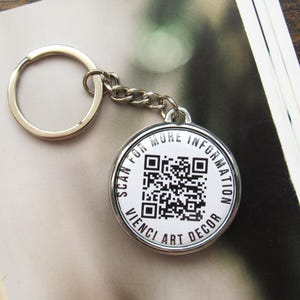 Personalised QR Code Keychain with company logo double sided keychain promotional gift, business logo keychain with custom QR code keyring