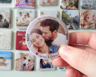 Personalised Couple Photo Magnets gift my valentines Day gifts round fridge photo magnet couple gift for boyfriend him her, anniversary gift