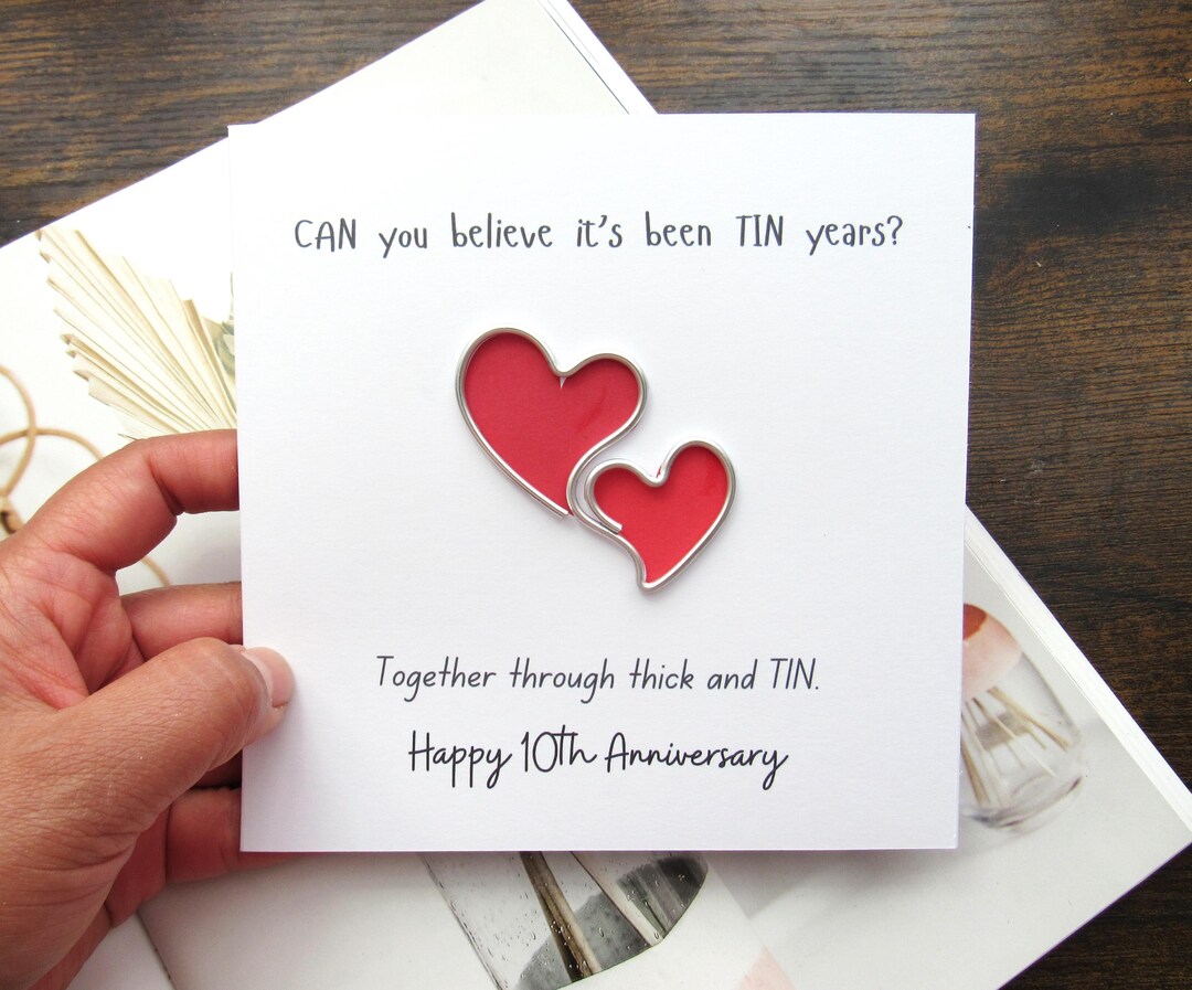 Tin 10th Wedding Anniversary Card Funny Gift for Husband Wife ...