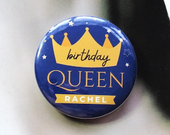 Personalised birthday Queen badge birthday gifts cute badge birthday gift for her, 30th 20th 50th 40th 70th birthday queen badge